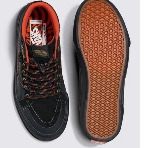 Vans Skate Sk8-Hi Reissue X Spitfire Black and Flame Orange High-Top Sneakers - Picture 2 of 8